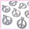 25 breloques Peace argentés en métal 1.2cm