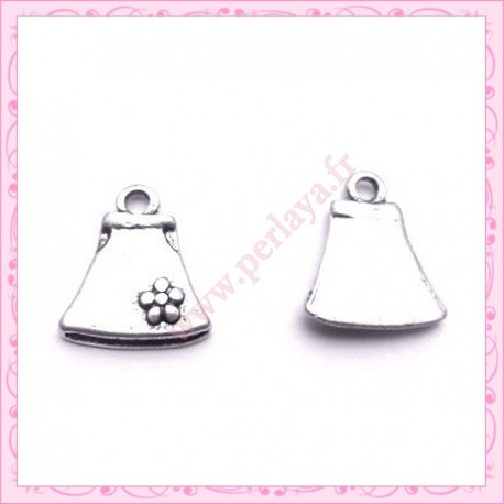 15 petites breloques sac à mains argentées en métal