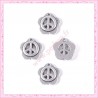 15 petites breloques fleur peace argentées