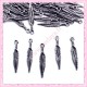 Lot de 50 breloques plumes argentées 17mm
