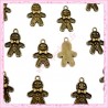  30 breloques bonhommes pain d'épice bronze 18mm