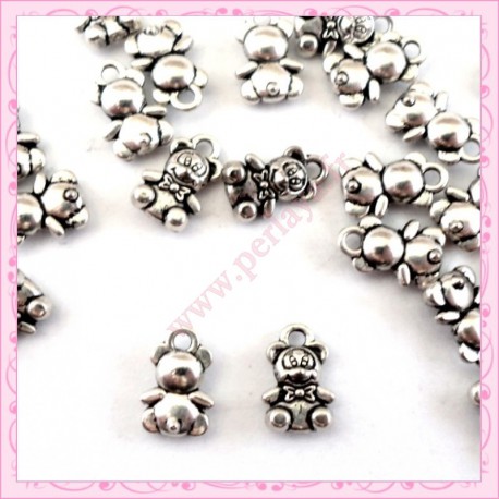 Lot de 30 breloques ourson-nounours argentées