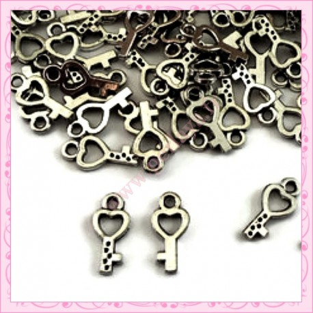 Lot de 100 breloques clefs argentées 1.6cm