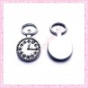  15 breloques horloge en métal argentées 2.5cm