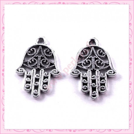 15 breloques mains en métal argentées 2.1cm