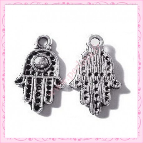  15 breloques mains en métal argentées 2cm