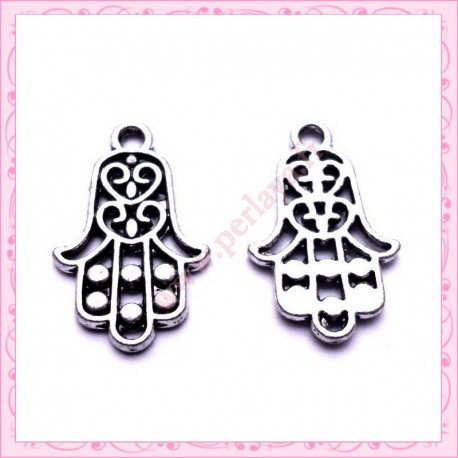  15 breloques mains en métal argentées 2.2cm
