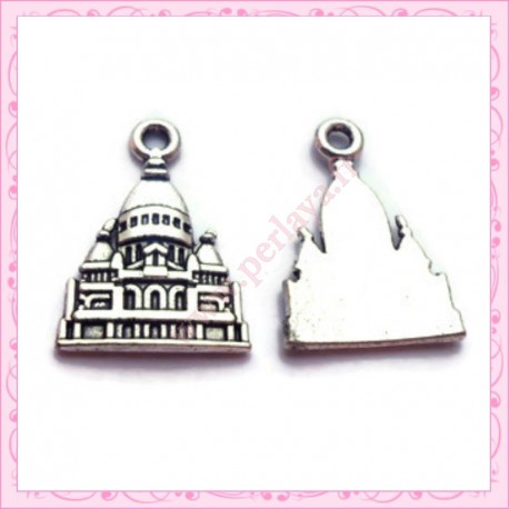  15 breloques Taj Mahal en métal argentées 2.3cm