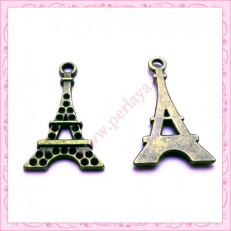  15 breloques tour eiffel en métal bronze 2.4cm