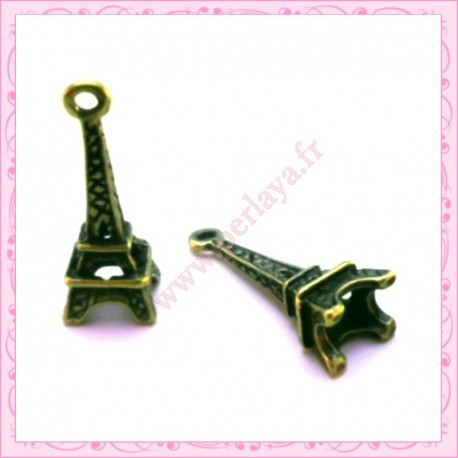  15 breloques tour eiffel en métal bronze 2.4cm