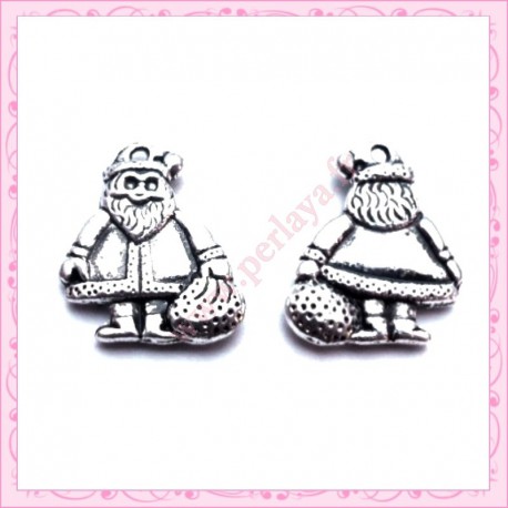  15 breloques père Noël en métal argentées 1.9cm