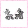  15 breloques poussettes métal argentées 1.9cm