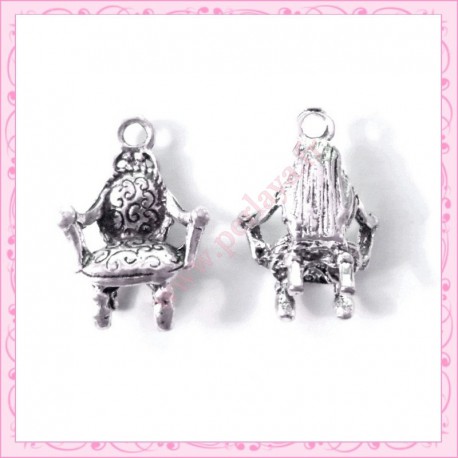  15 breloques fauteuil style Louis XV en métal argentées 1.9cm
