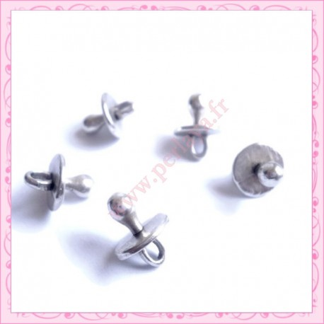  15 breloques sucette pour bébé en métal argentées 1.3cm