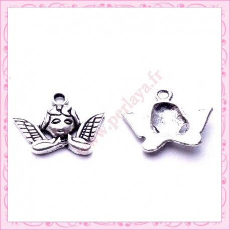  15 breloques anges en métal argentées 1.9cm