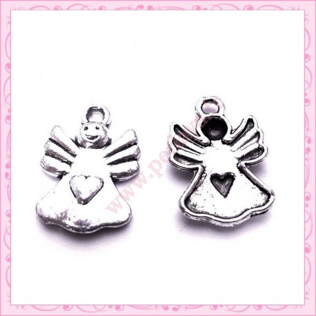  15 breloques anges en métal argentées 1.7cm