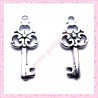  15 breloques clef en métal argentées 2.3cm