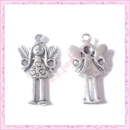  15 breloques fée en métal argentées 2.5cm