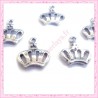  15 breloques couronne en métal argentées 1.4cm
