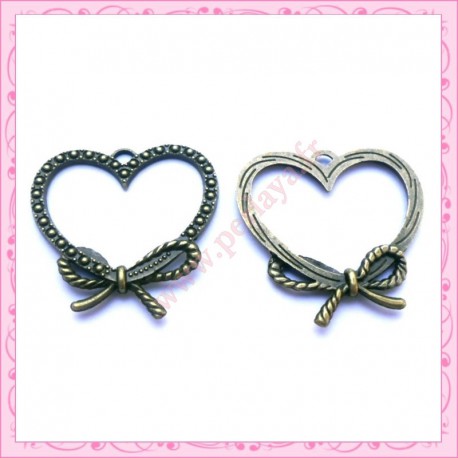  15 breloques coeur en métal bronze 3cm