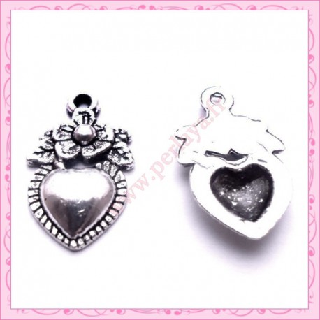  15 breloques coeur en métal argentées 1.8cm