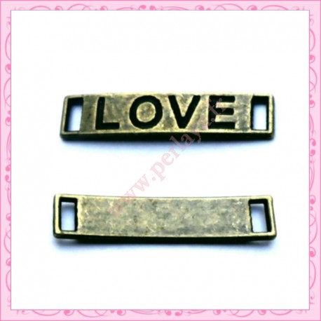  15 breloques LOVE en métal bronze 2.8cm