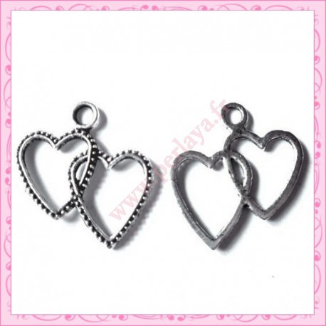  15 breloques coeur en métal argentées 2.3cm