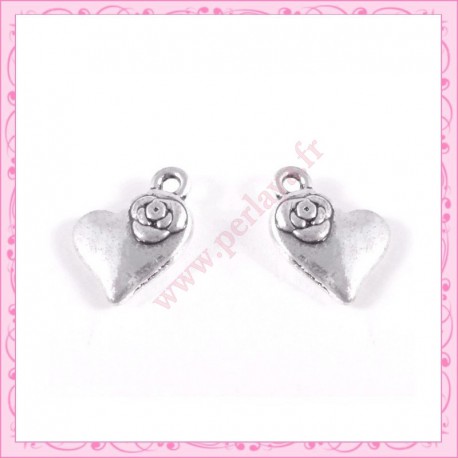  15 breloques coeur en métal argentées 1.4cm