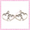  15 breloques coeur en métal argentées 2cm