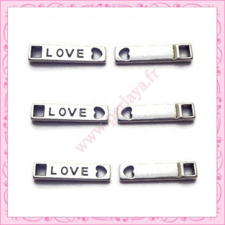  15 breloques LOVE en métal argentées 2.1cm