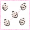  15 breloques coeurs Best Friend en métal argentées 1cm