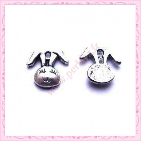  15 breloques lapin en métal argentées 1.4cm