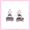  15 breloques ourson nounours en métal argentées 1.6cm