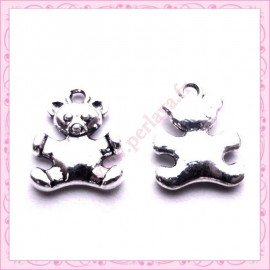  15 breloques ourson nounours en métal argentées 1.6cm