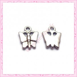  15 breloques papillon en métal argentées 1.5cm