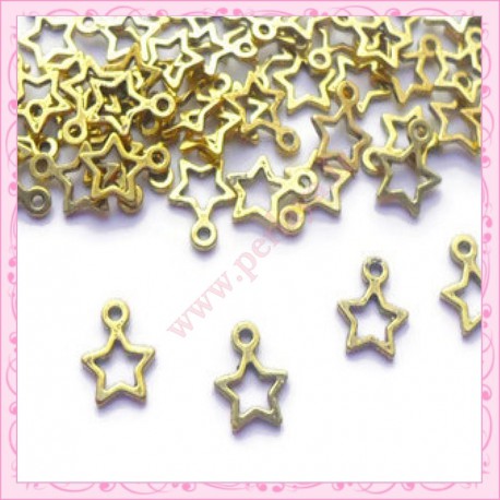 50 breloques étoiles dorées 12mm