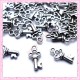 50 breloques clefs argentées 16mm