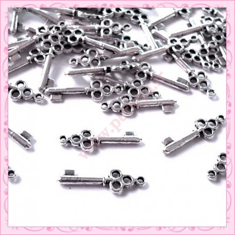 50 breloques clefs argentées 21mm