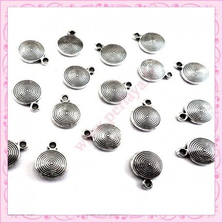 Lot de 50 breloques sequins ronds en métal 9mm