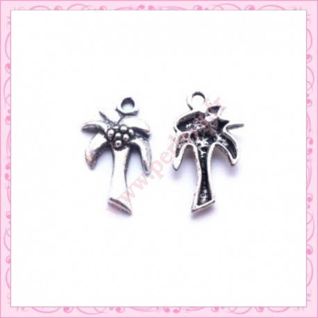 15 breloques palmiers argentées en métal