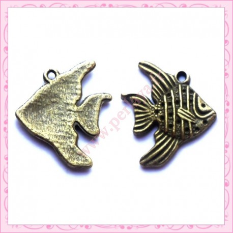  15 breloques poisson en métal bronze 2cm