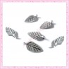  15 breloques feuille d'arbre en métal argentées 1.8cm