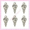  15 breloques glace en métal argentées 1,9cm
