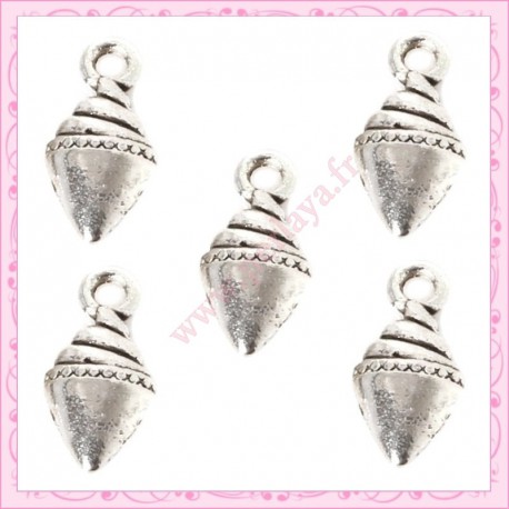  15 breloques glace en métal argentées 1,5cm