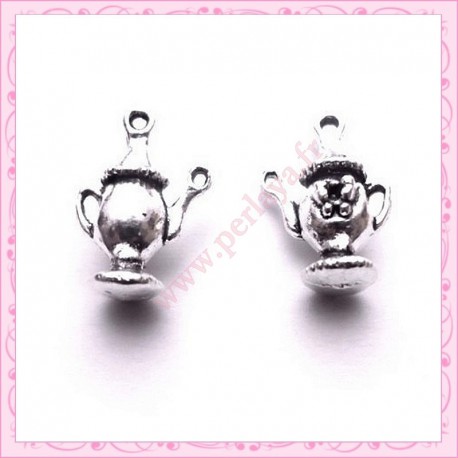 50 Breloques Coeur Argentées Anciennes - Alliage Sans Plomb, à Coller, 16x8x1mm