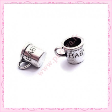  15 breloques tasse en métal argentées 1cm