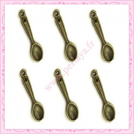  15 breloques cuillère en métal bronze 2.6cm