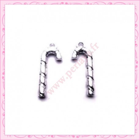  15 breloques sucre d'orge en métal argentées 2.5cm