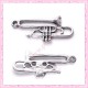  15 breloques trompette en métal argentées 3.5cm