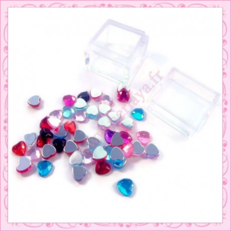 3 boites mix de strass coeur 8mm